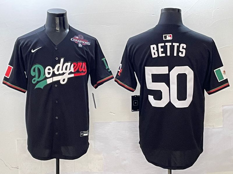 Men Los Angeles Dodgers 50 Betts Black Mexico Nike 2025 MLB Jersey style 6
